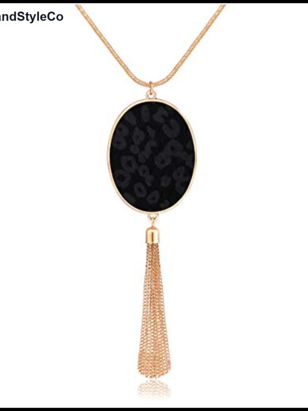 Statement Leopard Snakeskin Fur Pattern Pendant Necklace 32in